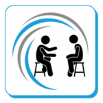 TMWRK Logo with icon of two people on stools discussing something